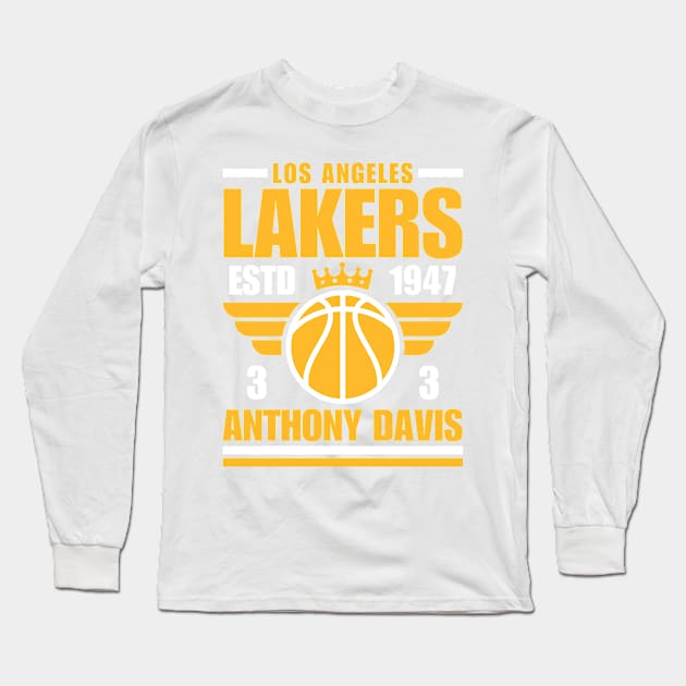 Los Angeles Lakers Davis 3 Basketball Retro Long Sleeve T-Shirt by ArsenBills